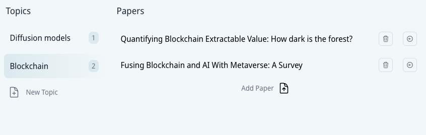 Create a Topic with multiple papers